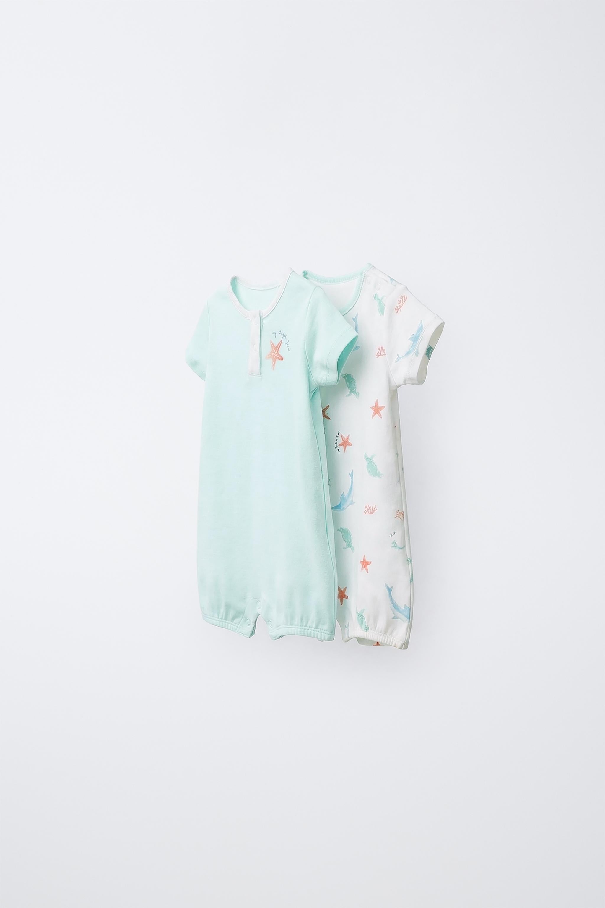TWO-PACK OF SEA PRINT SLEEPSUITS - Ecru / 12-18 months (86 cm)