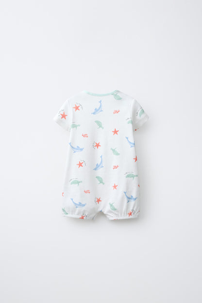 TWO-PACK OF SEA PRINT SLEEPSUITS