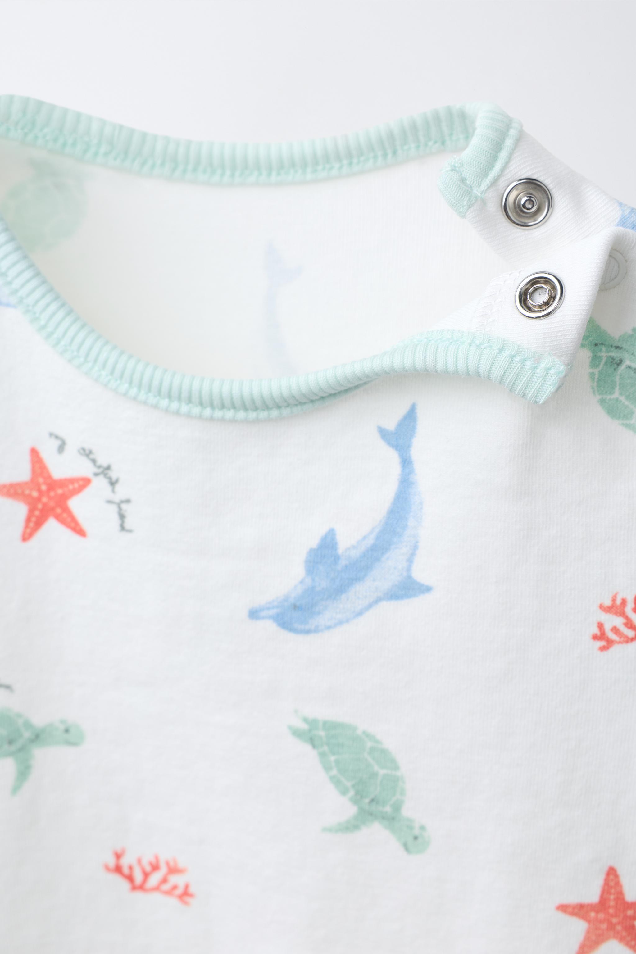 TWO-PACK OF SEA PRINT SLEEPSUITS