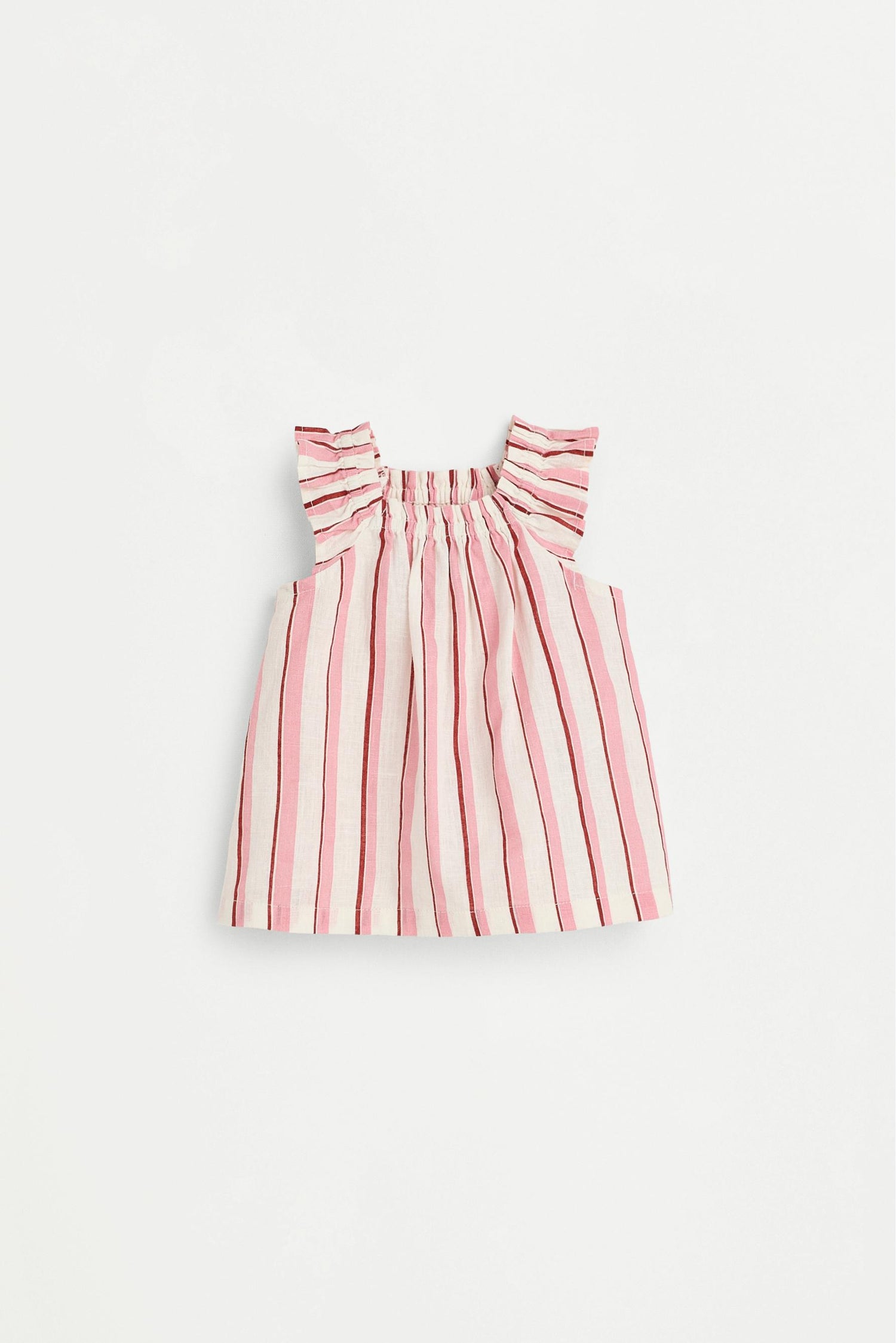 Baby Girl | Pink striped cotton-linen set