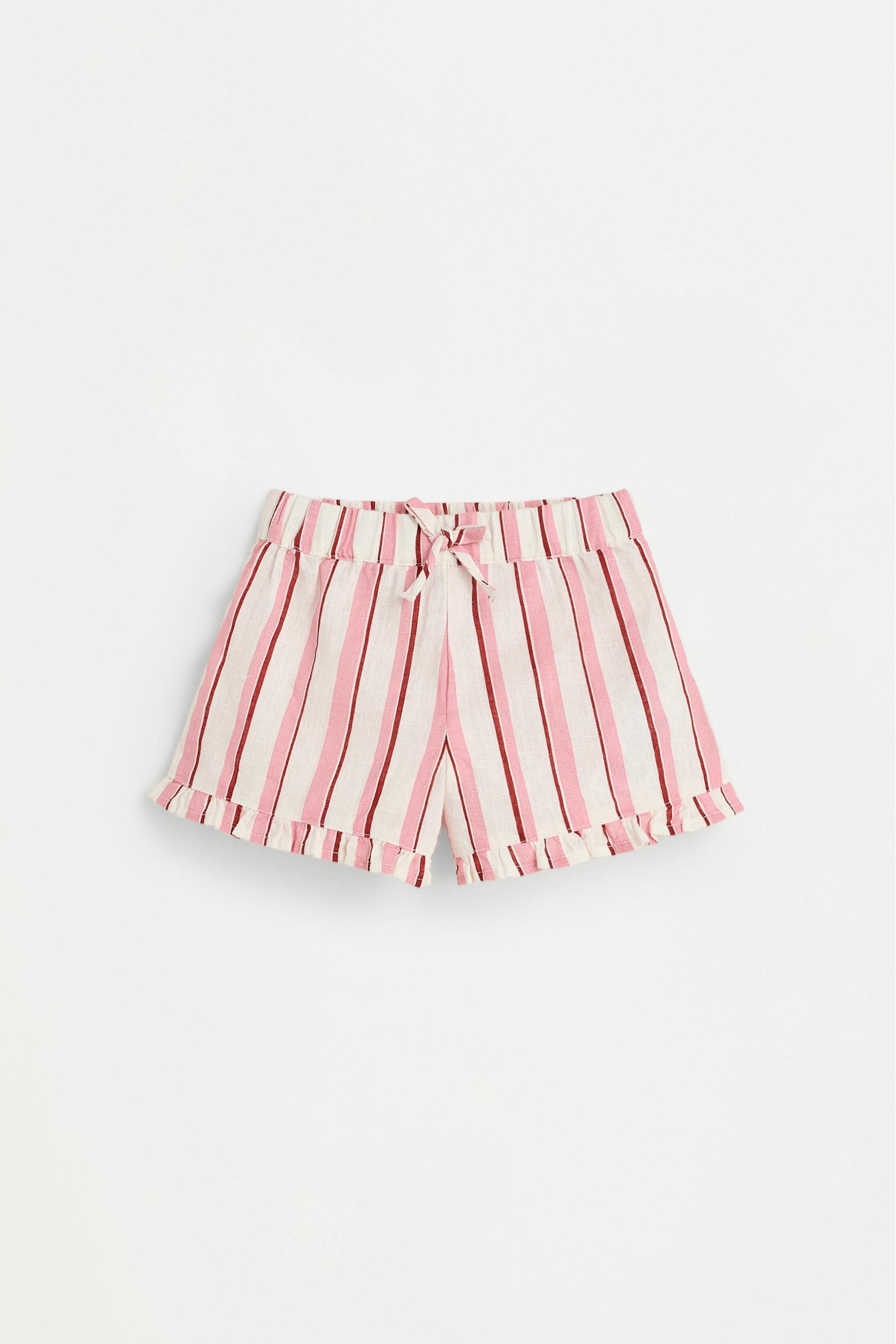 Baby Girl | Pink striped cotton-linen set