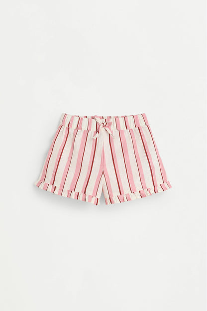 Baby Girl | Pink striped cotton-linen set