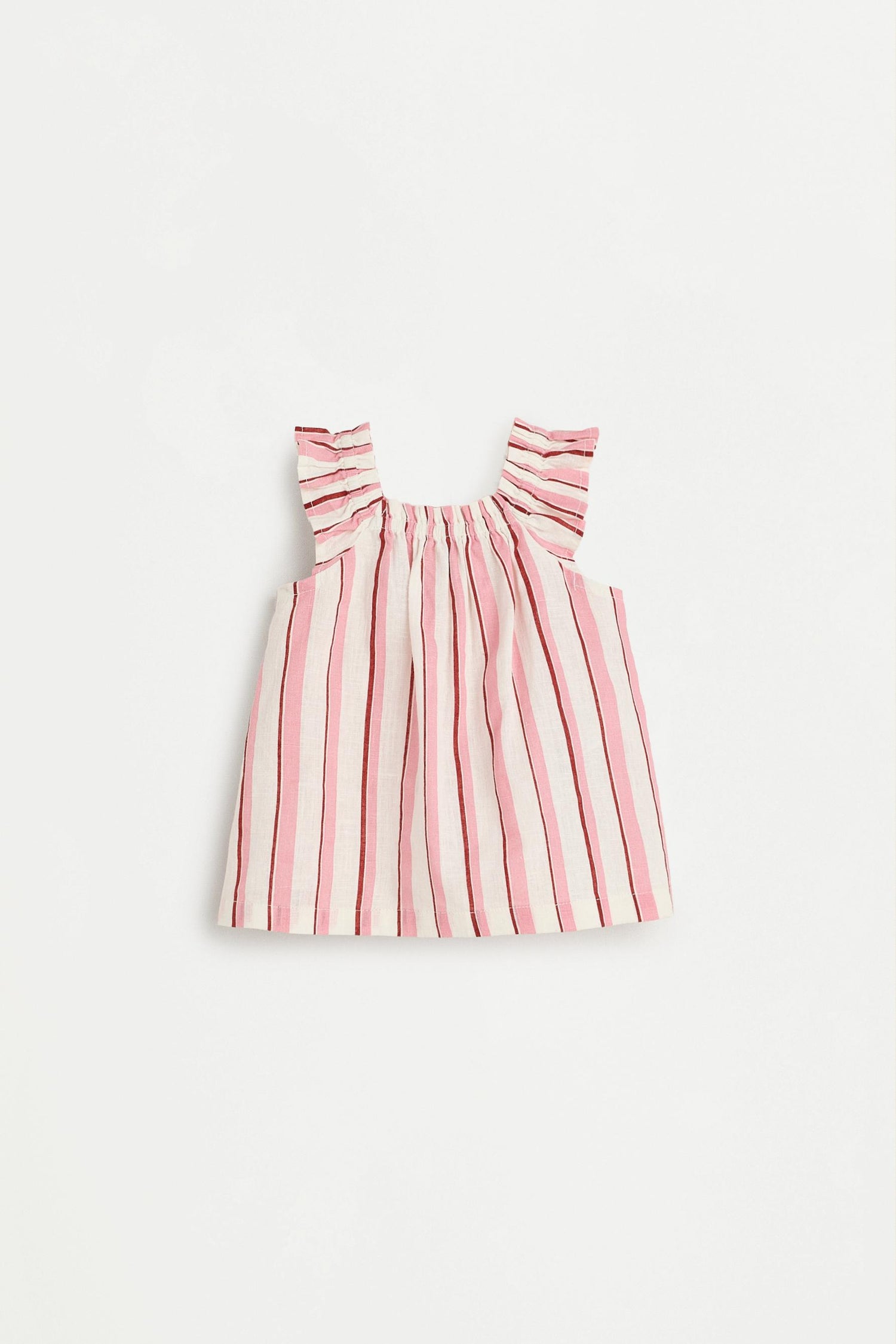 Baby Girl | Pink striped cotton-linen set