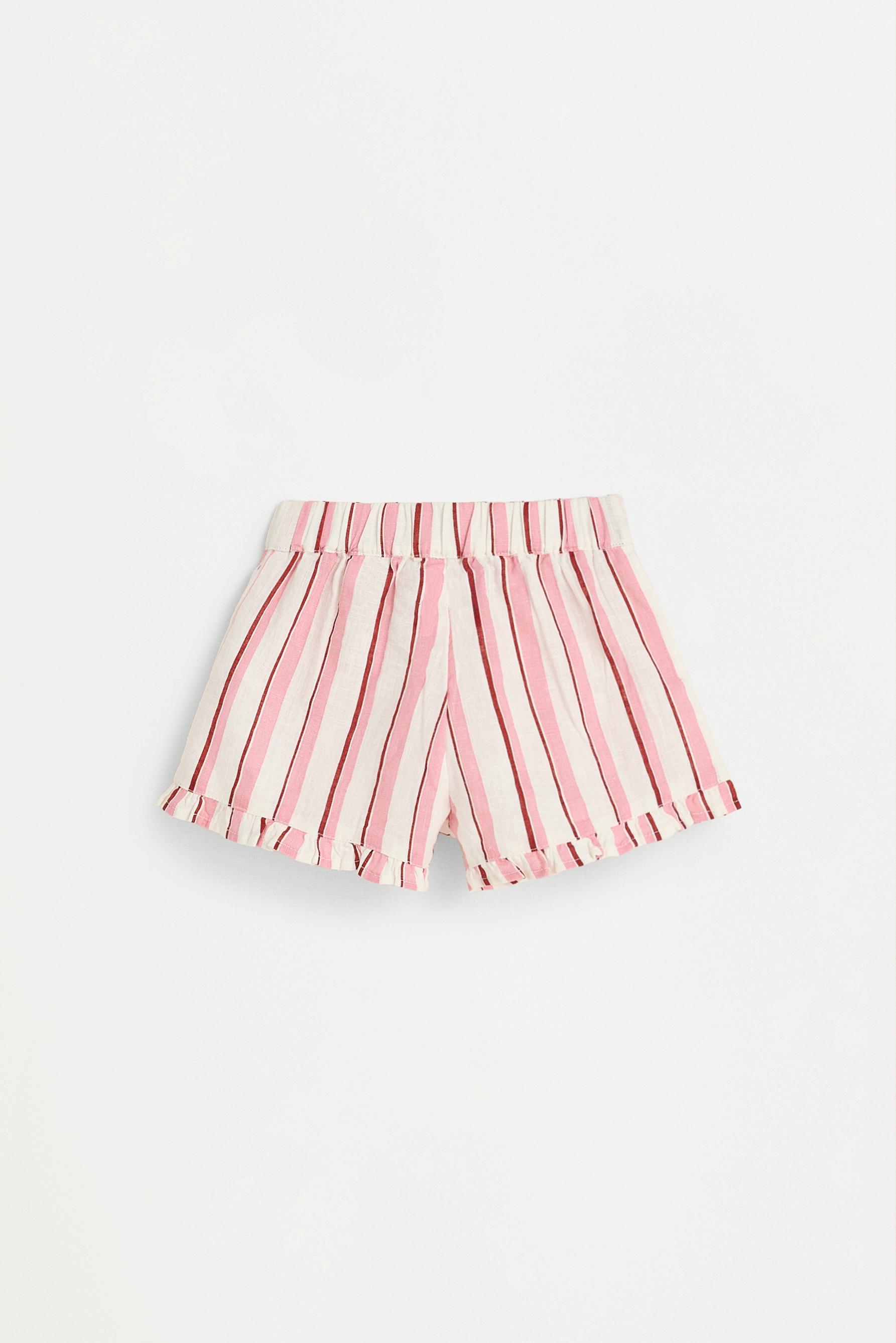 Baby Girl | Pink striped cotton-linen set