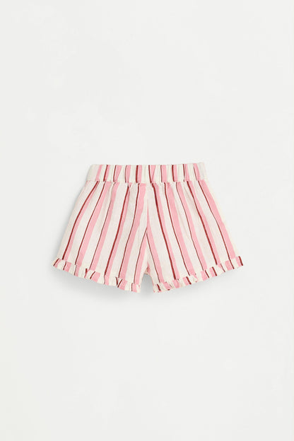 Baby Girl | Pink striped cotton-linen set