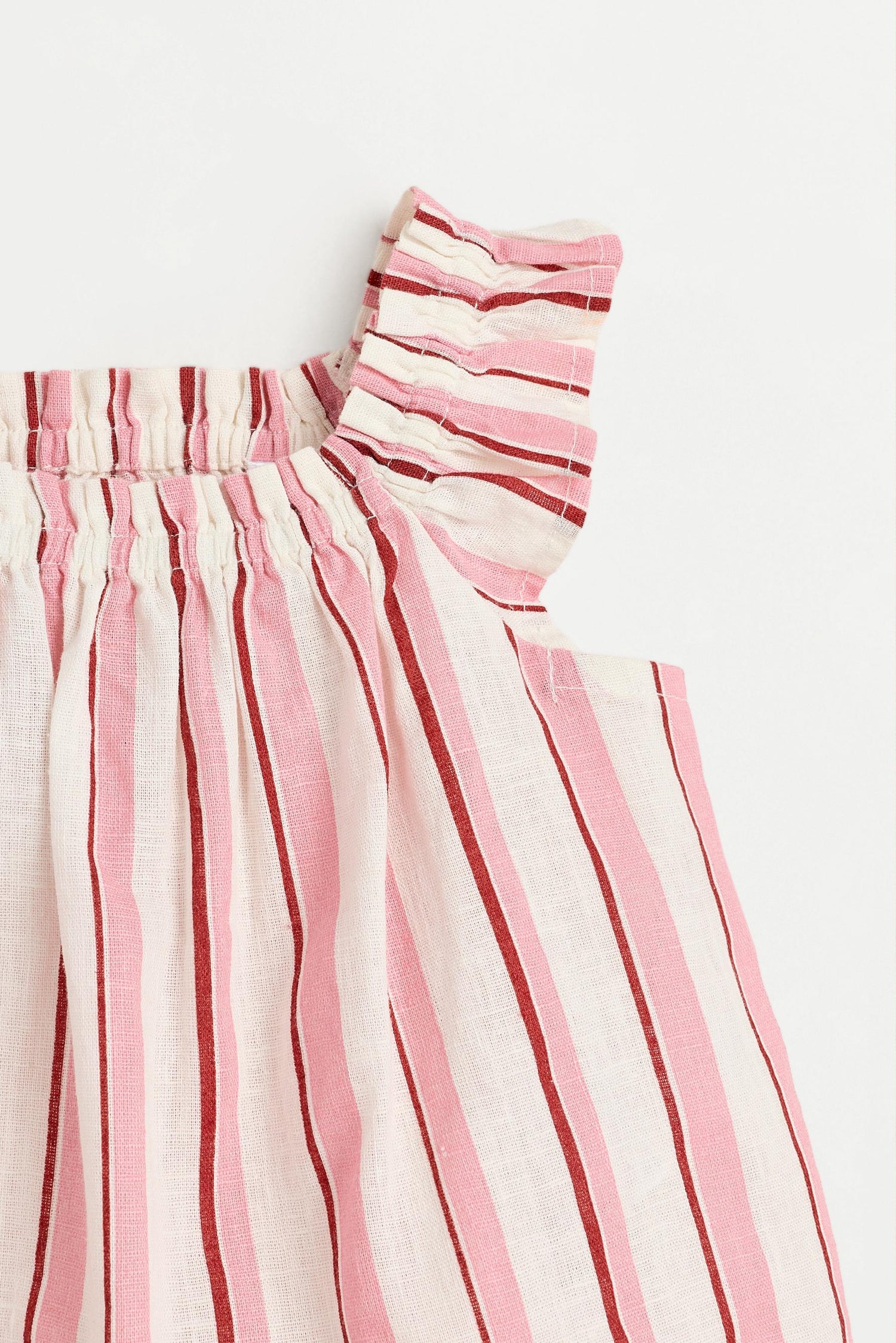 Baby Girl | Pink striped cotton-linen set