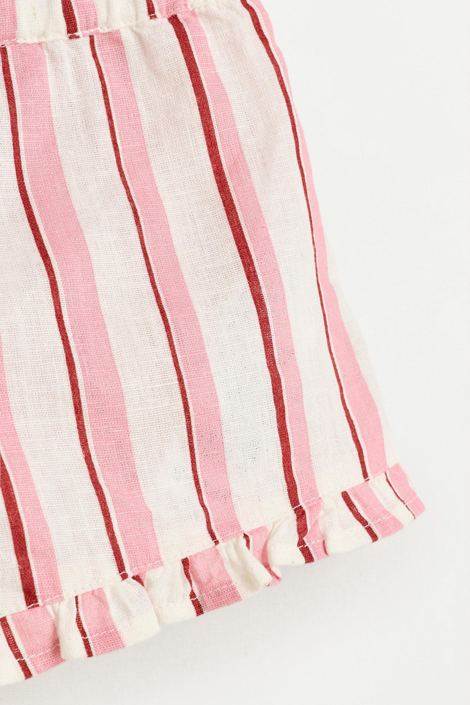 Baby Girl | Pink striped cotton-linen set