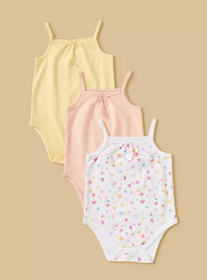 Pack of 3 - Printed Strappy Bodysuit
