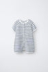 STRIPED PURL KNIT PLAYSUIT - Ecru / Blue / 12-18 months (86 cm)