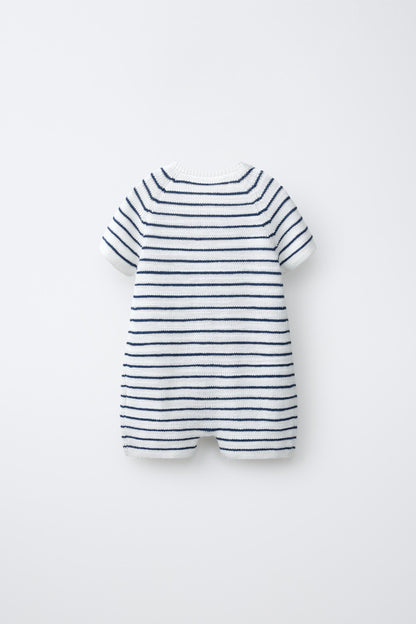 STRIPED PURL KNIT PLAYSUIT