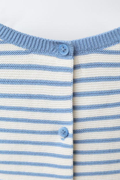 STRIPED KNIT BUNNY PATCH PLAYSUIT