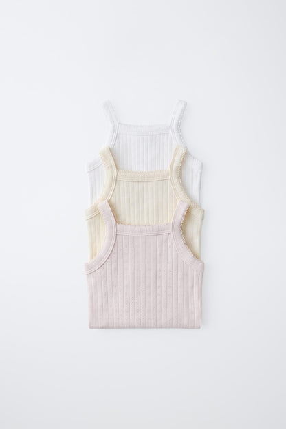 3-PACK OF POINTELLE STRAPPY BODYSUITS - ed / 12-18 months (86 cm)