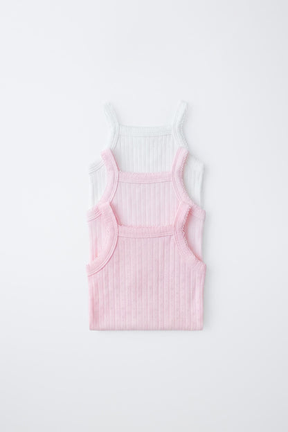 3-PACK OF POINTELLE STRAPPY BODYSUITS - Pink / 12-18 months (86 cm)