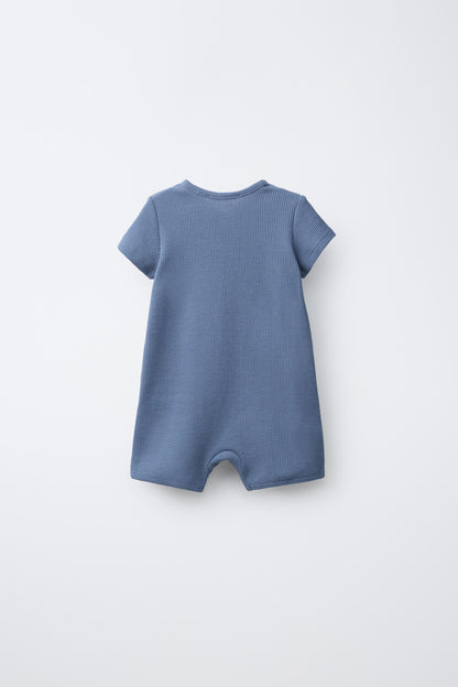 SHORT WAFFLE-KNIT SLEEPSUIT