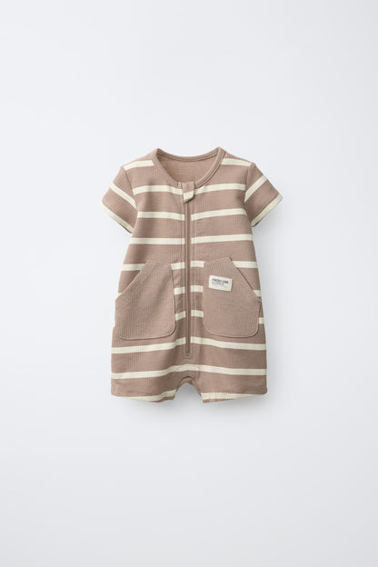 SHORT WAFFLE-KNIT PYJAMAS - Brown / 12-18 months (86 cm)