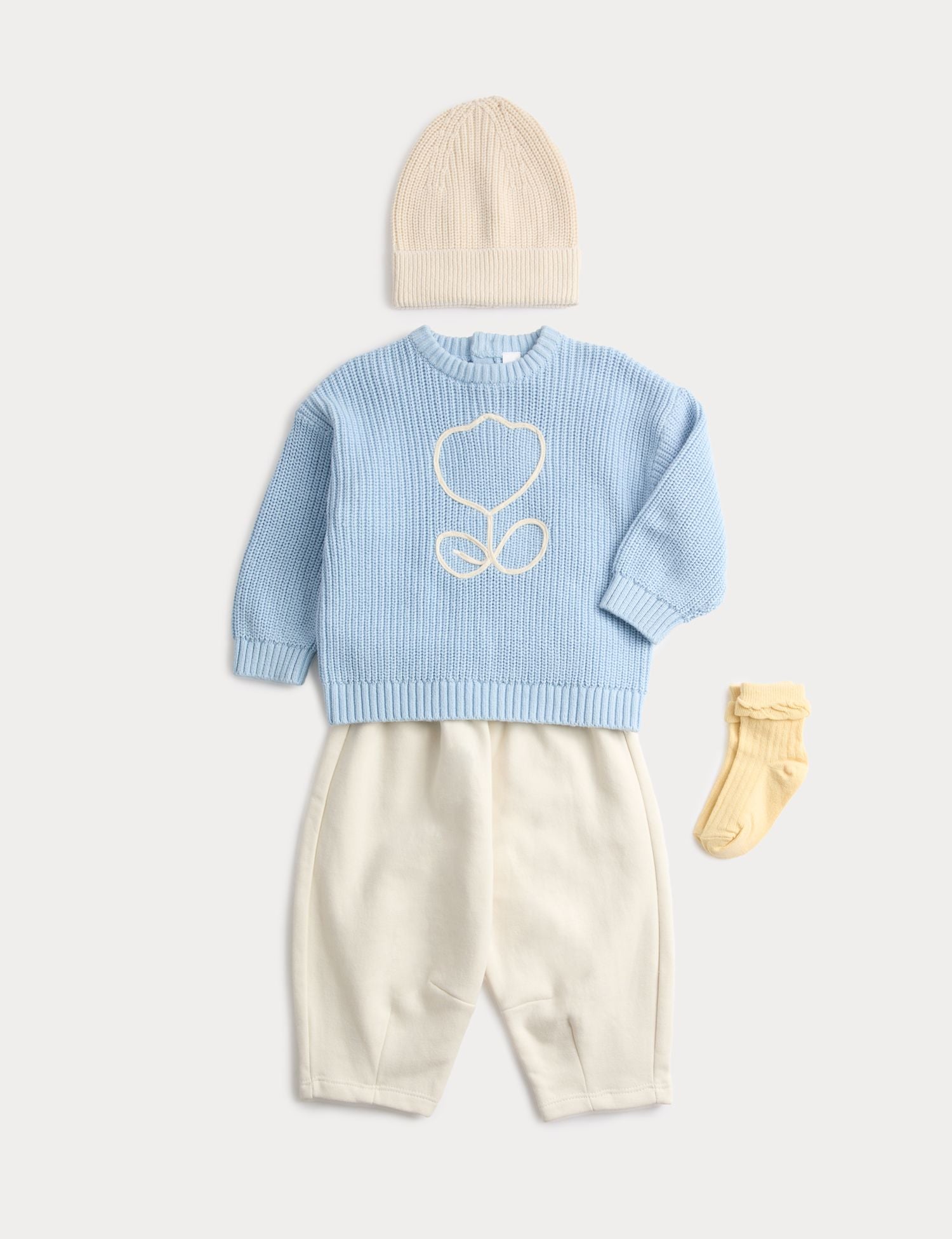 4 Piece Cotton Rich Knitted Outfit (0-6 Yrs) - BLUE MIX / 12-18 Months