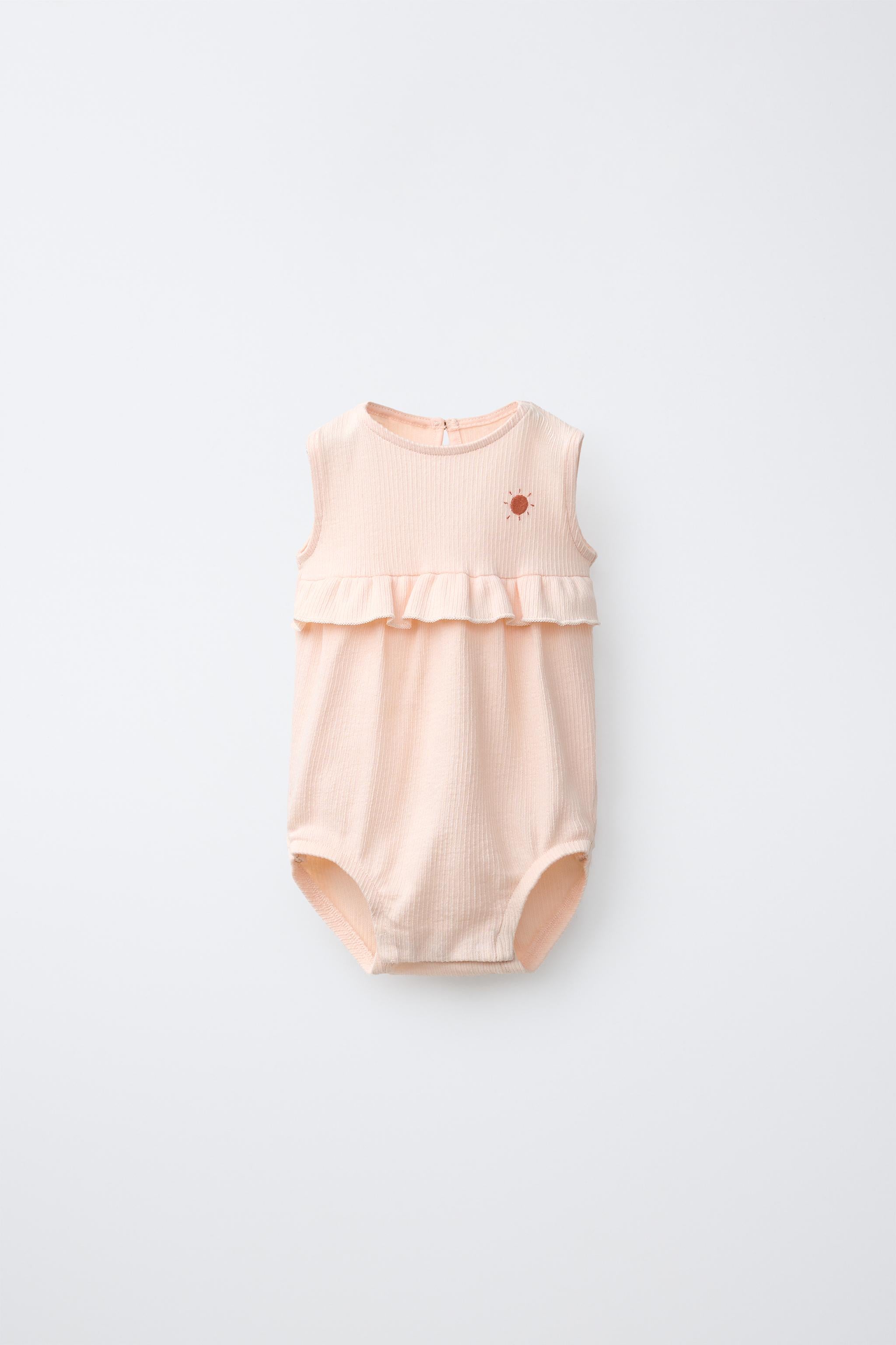 EMBROIDERED SUN RUFFLE BODYSUIT