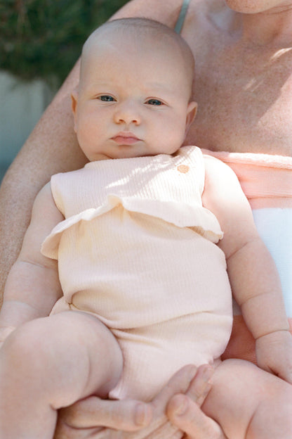 EMBROIDERED SUN RUFFLE BODYSUIT - Tangerine / 0-1 months (56 cm)