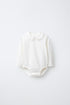 BODYSUIT WITH PETER PAN COLLAR AND SWISS EMBROIDERY - Oyster-white / 0-1 months (56 cm)