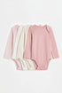 Plain long sleeve bodysuits (4-pack) - PINK / 12-18 months