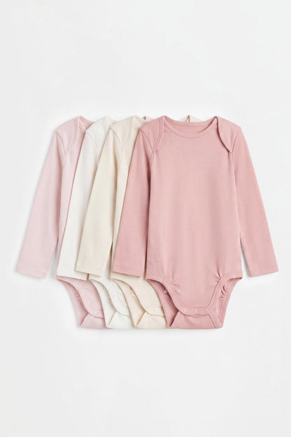 Plain long sleeve bodysuits (4-pack)