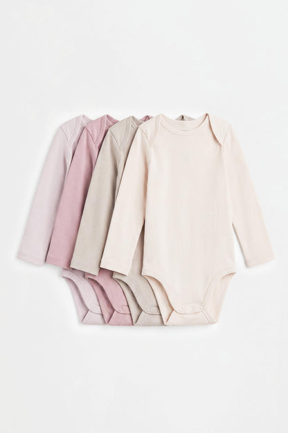 Plain long sleeve bodysuits (4-pack)