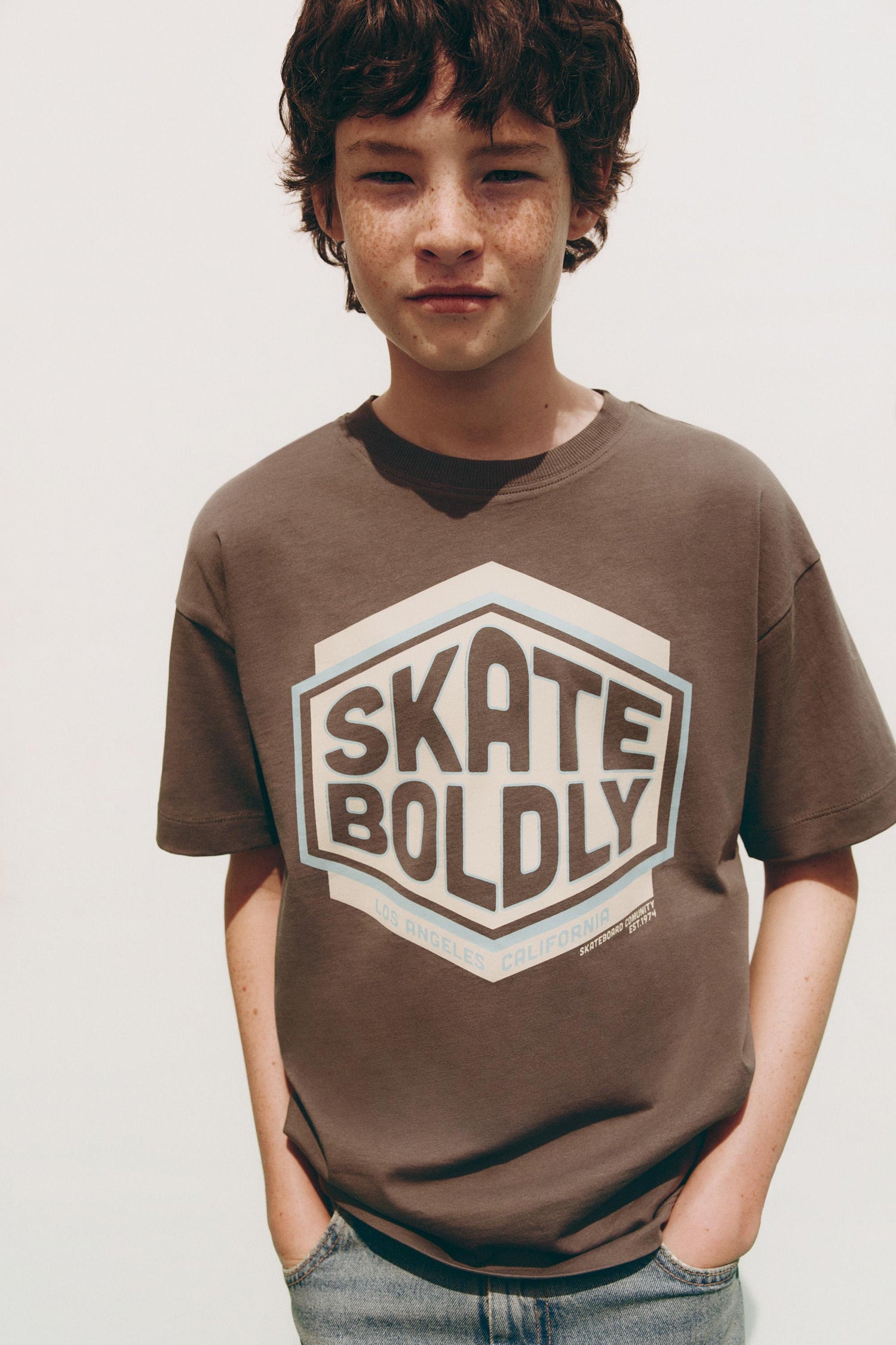 Printed T-shirt - ASH / 11-12 years