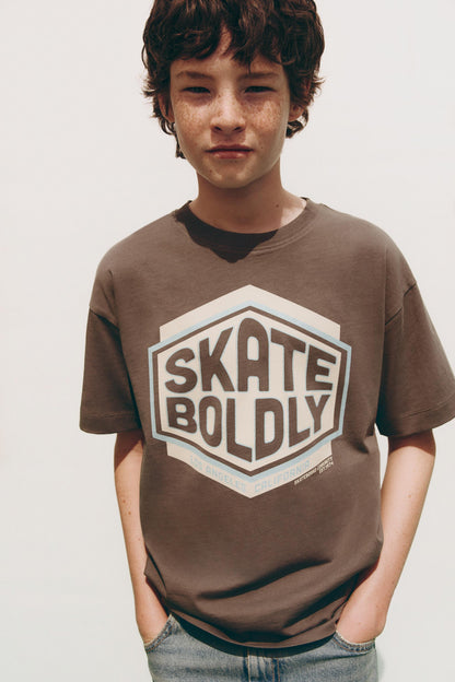 Printed T-shirt - ASH / 11-12 years