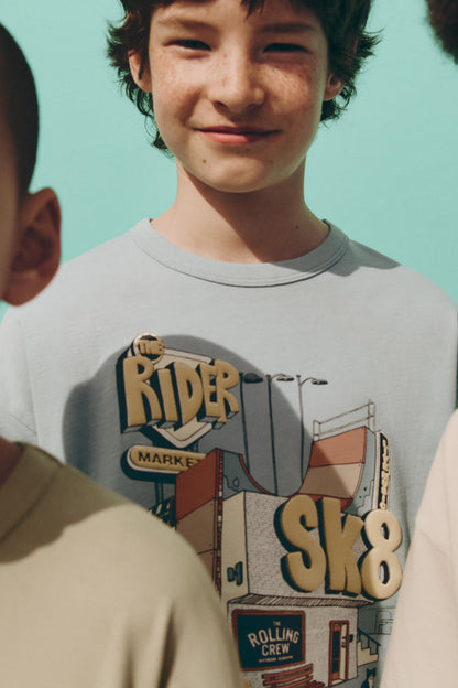Printed T-shirt - PALE BLUE / 11-12 years