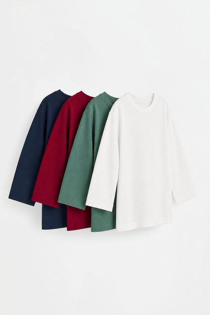 Pack of 4 plain long sleeve T-shirts