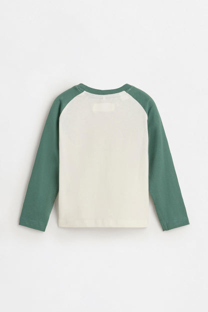 Text raglan sleeve T-shirt - GREEN / 18-24 months