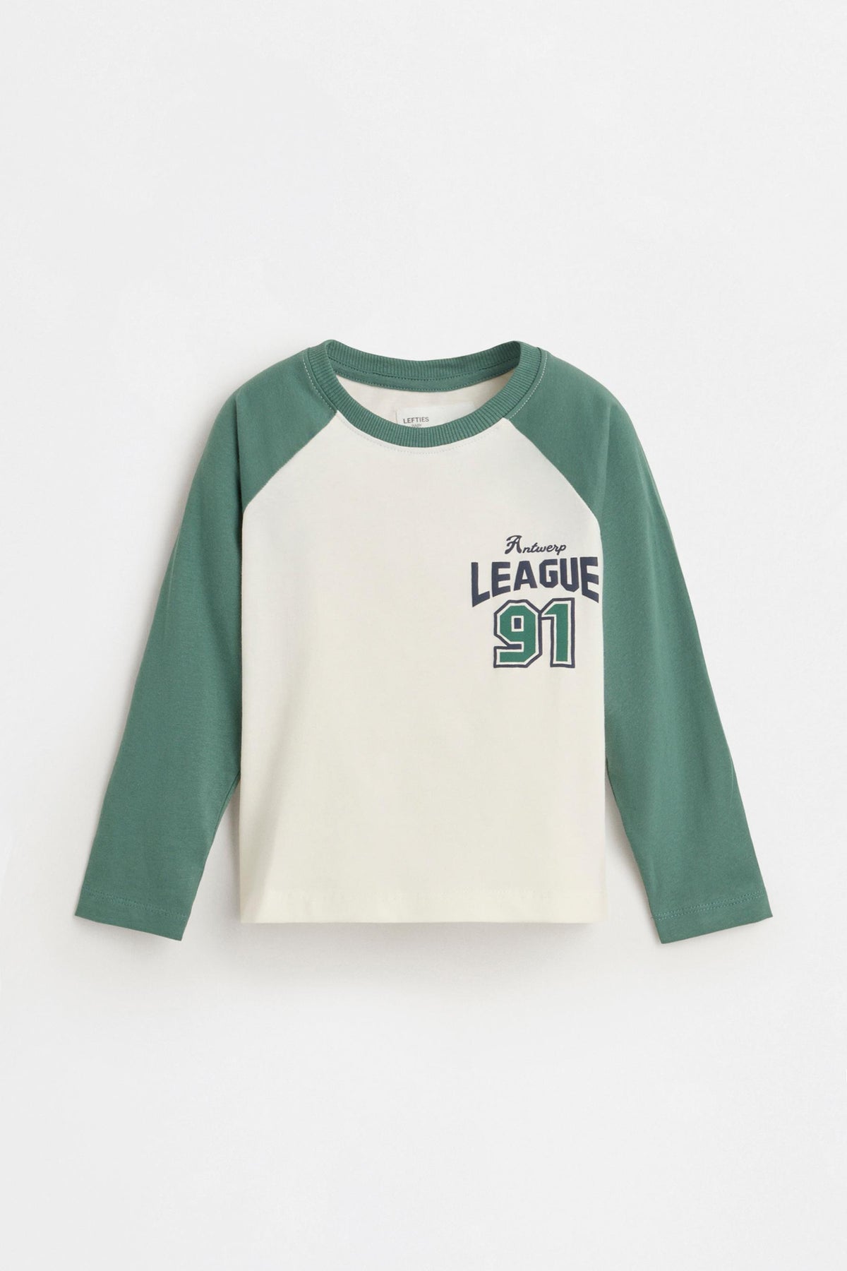 Text raglan sleeve T-shirt