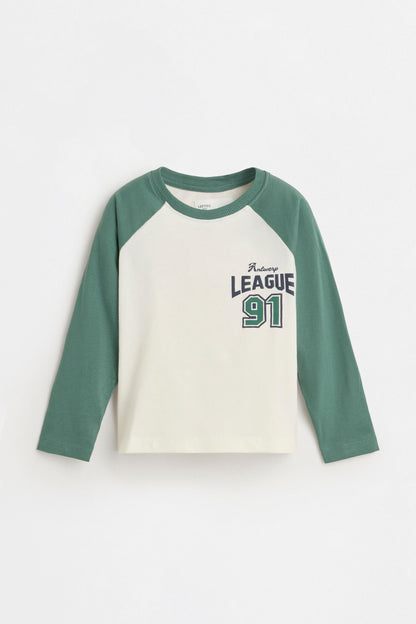 Text raglan sleeve T-shirt