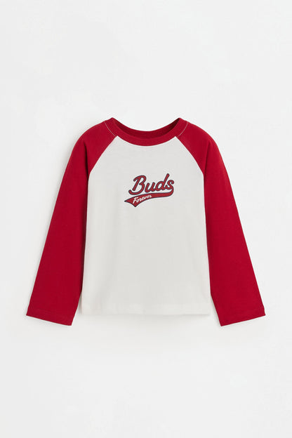 Text raglan sleeve T-shirt