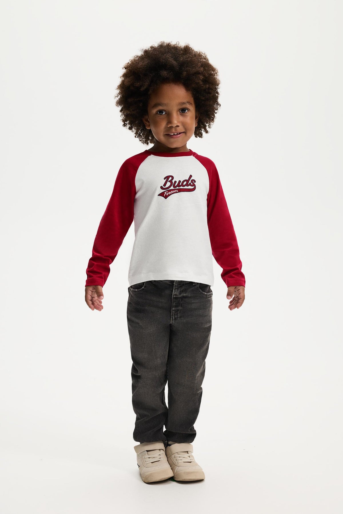 Text raglan sleeve T-shirt