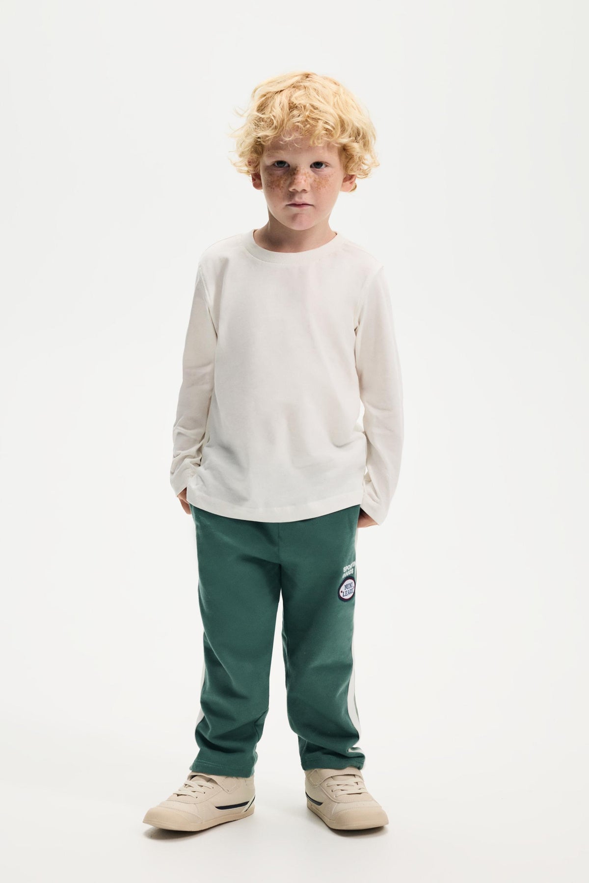 Side-stripe plush trousers