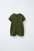 WAFFLE-KNIT HENLEY ROMPER - Green / 12-18 months (86 cm)