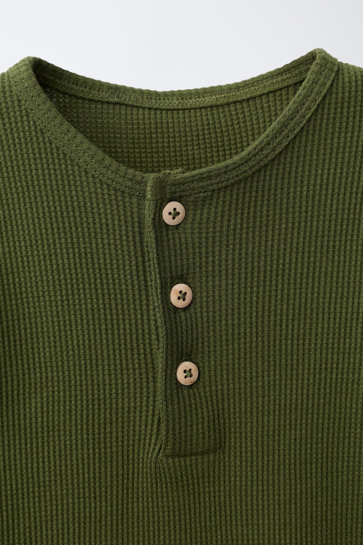 WAFFLE-KNIT HENLEY ROMPER