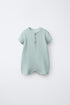 WAFFLE-KNIT HENLEY ROMPER - Sea green / 12-18 months (86 cm)