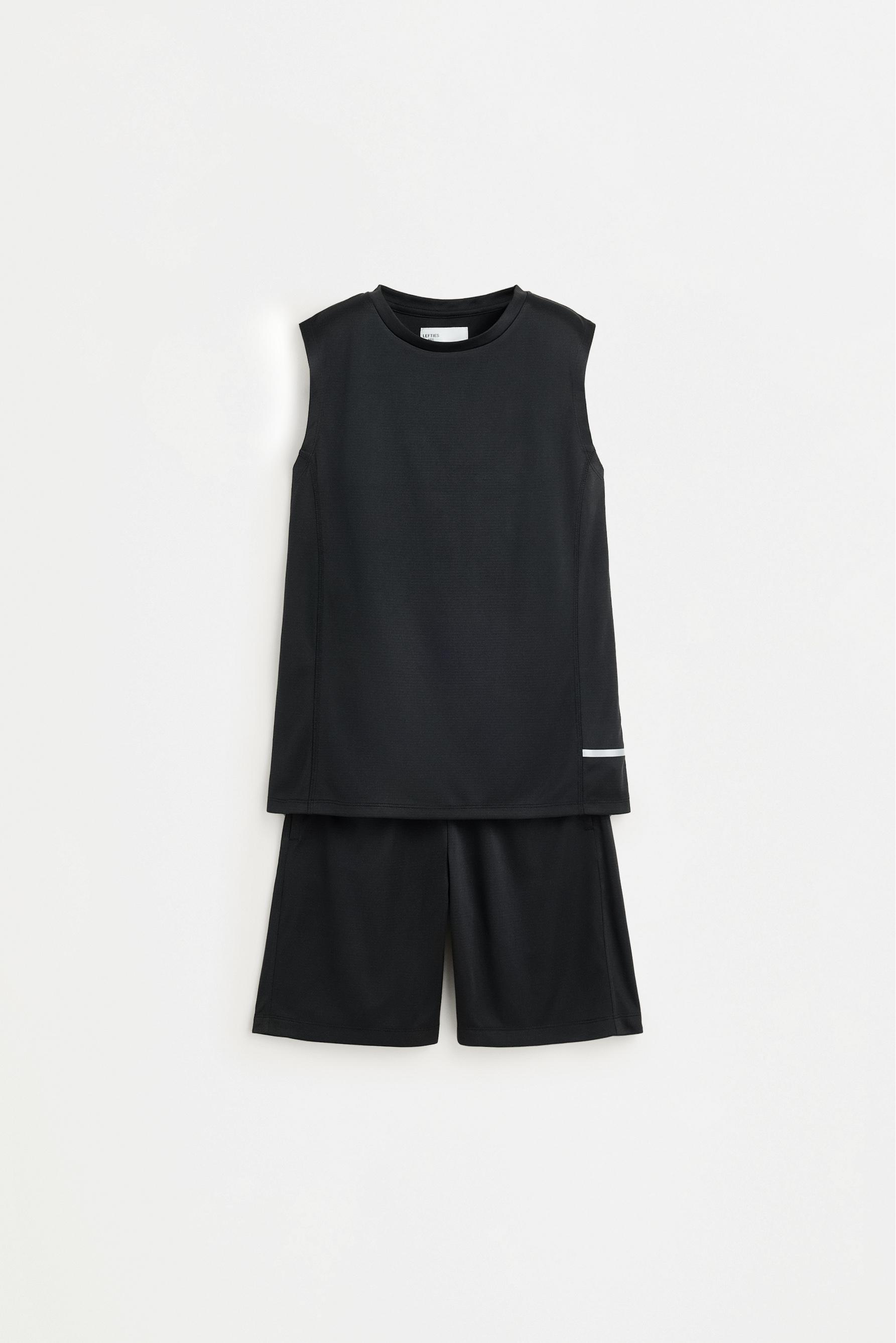Sleeveless sports co-ord with Bermuda shorts - BLACK / 11-12 years
