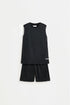 Sleeveless sports co-ord with Bermuda shorts - BLACK / 11-12 years
