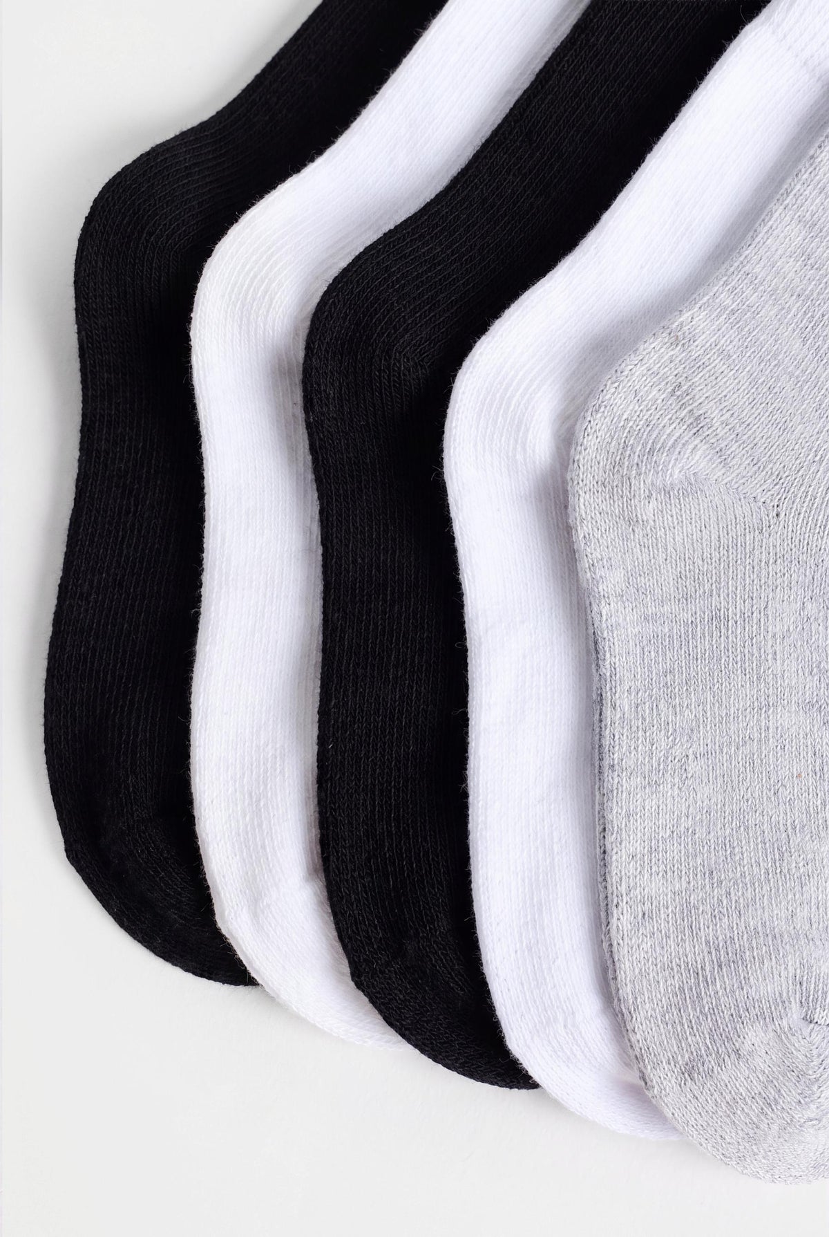 Plain long socks (10-pack) - WHITE/GREY / 15-17