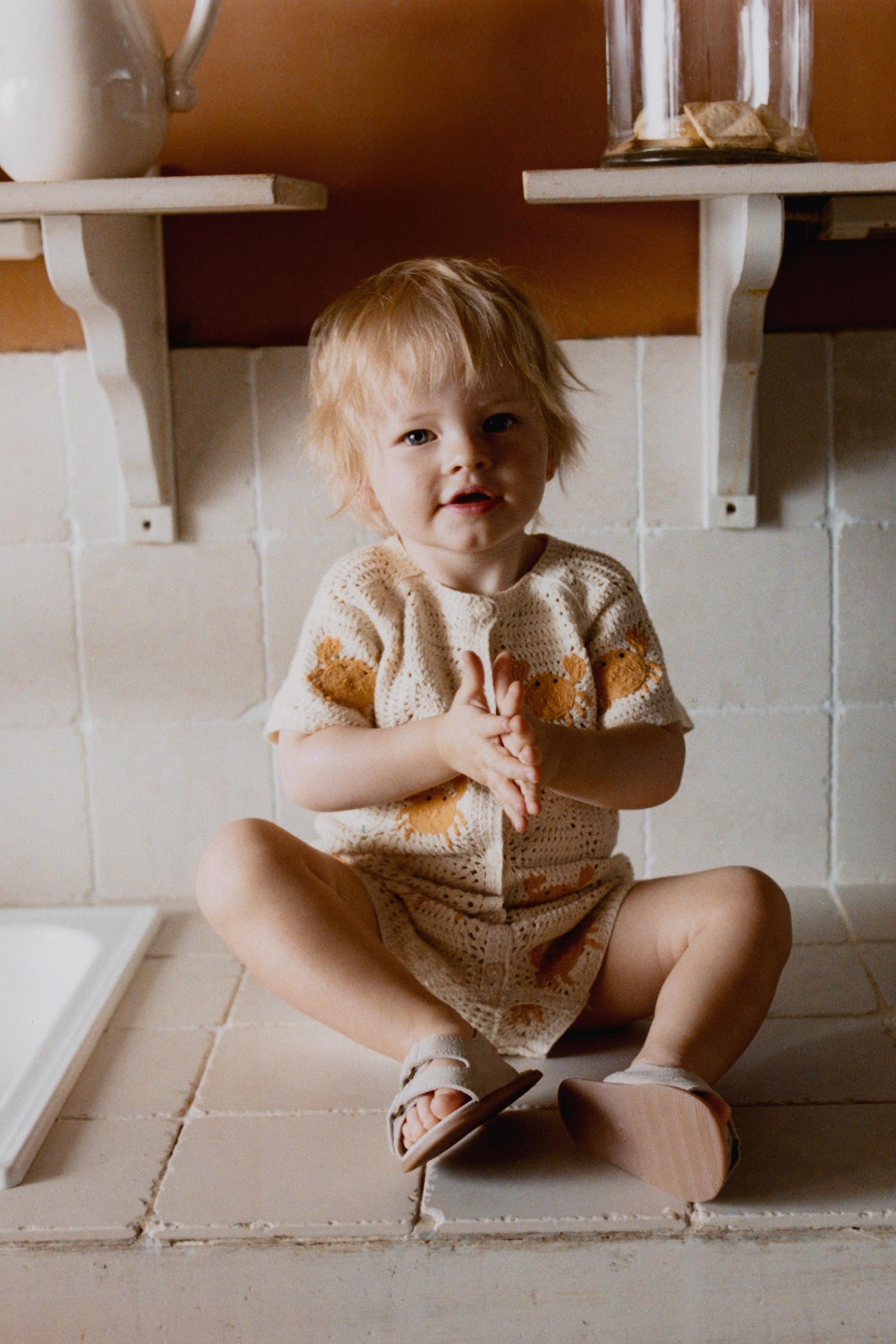 CRAB PRINT KNIT PLAYSUIT - Ecru / 12-18 months (86 cm)