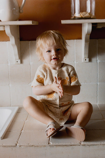 CRAB PRINT KNIT PLAYSUIT - Ecru / 12-18 months (86 cm)
