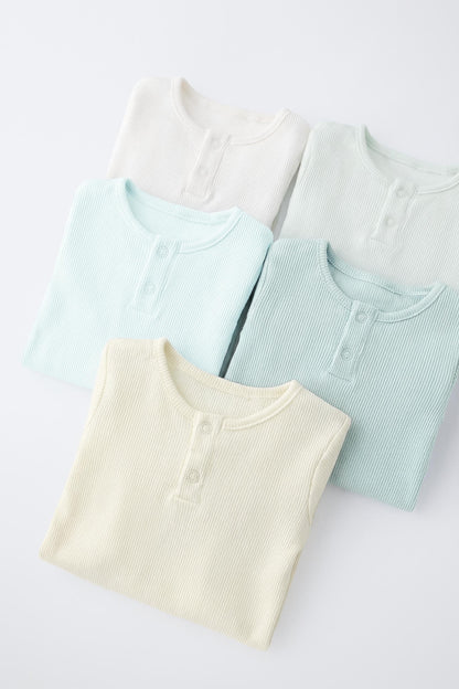 5-PACK OF HENLEY SHORT SLEEVE BODYSUITS