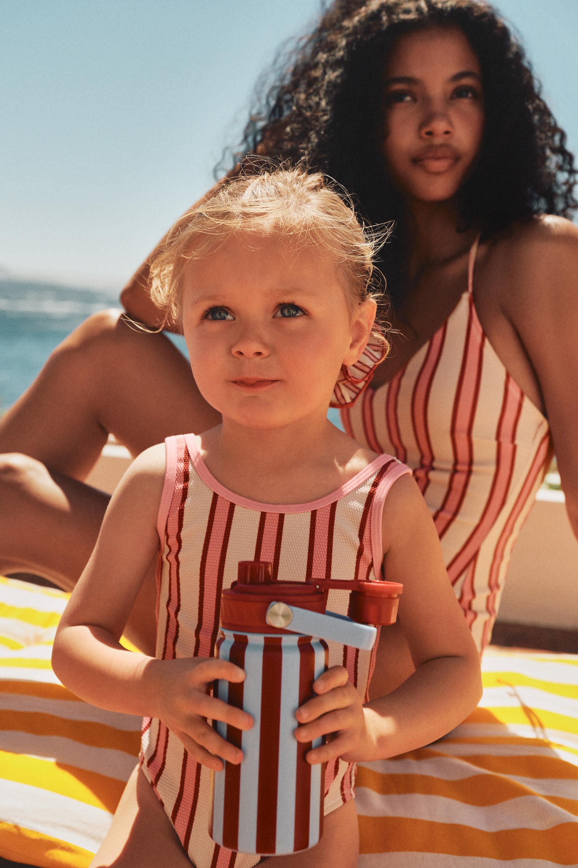 Baby Girl | Pink striped swimsuit