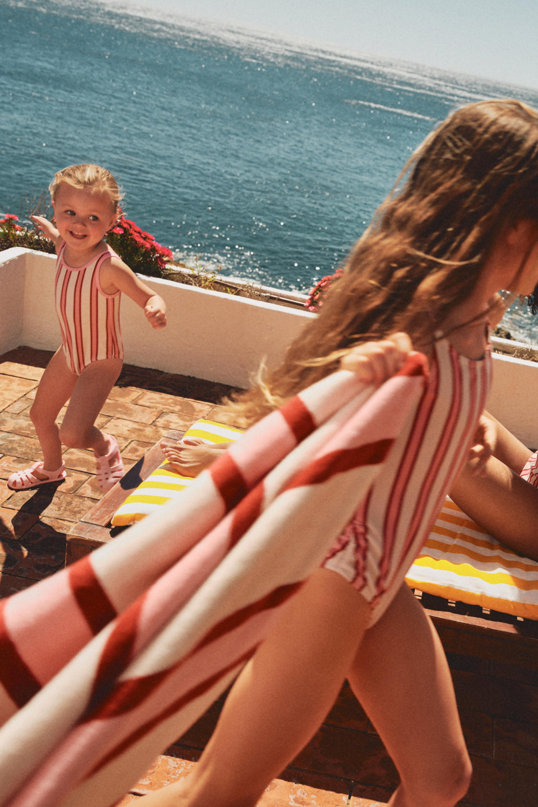 Baby Girl | Pink striped swimsuit