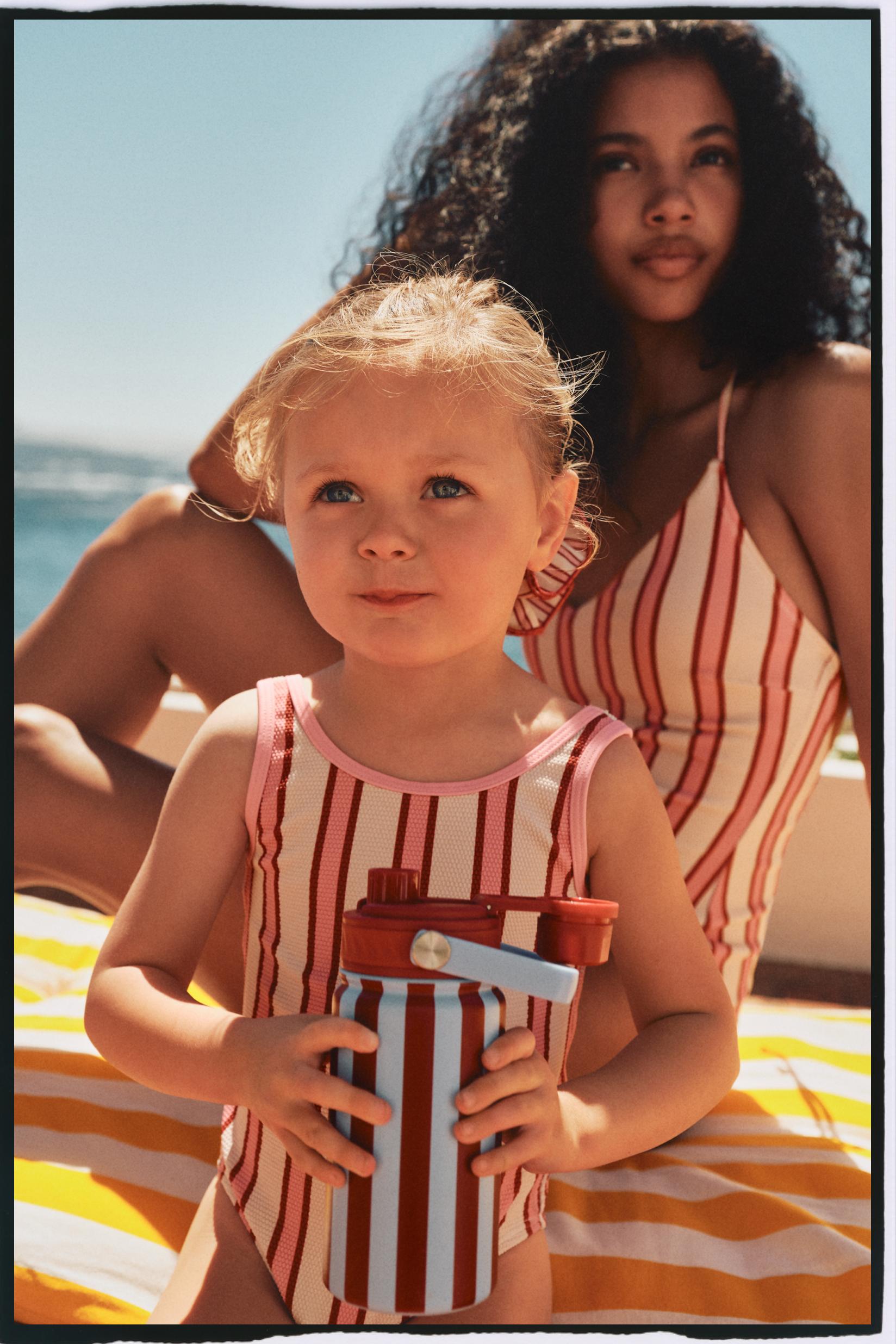 Baby Girl | Pink striped swimsuit