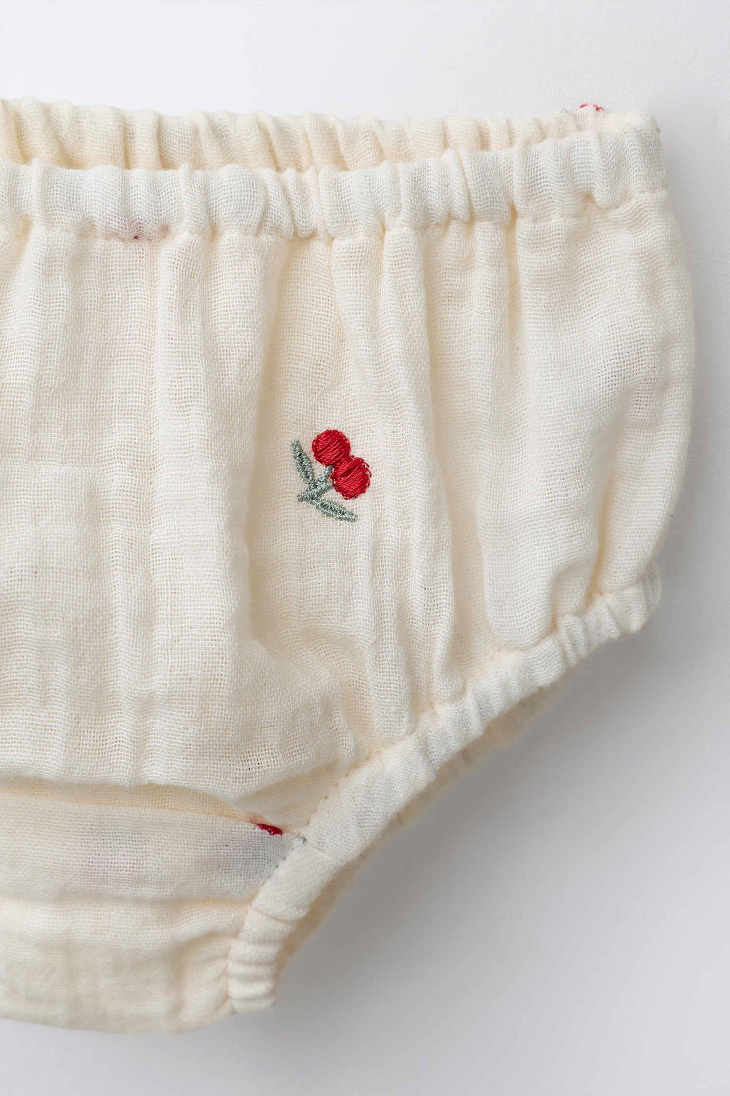 BLOUSE AND BRIEFS SET WITH EMBROIDERED CHERRIES