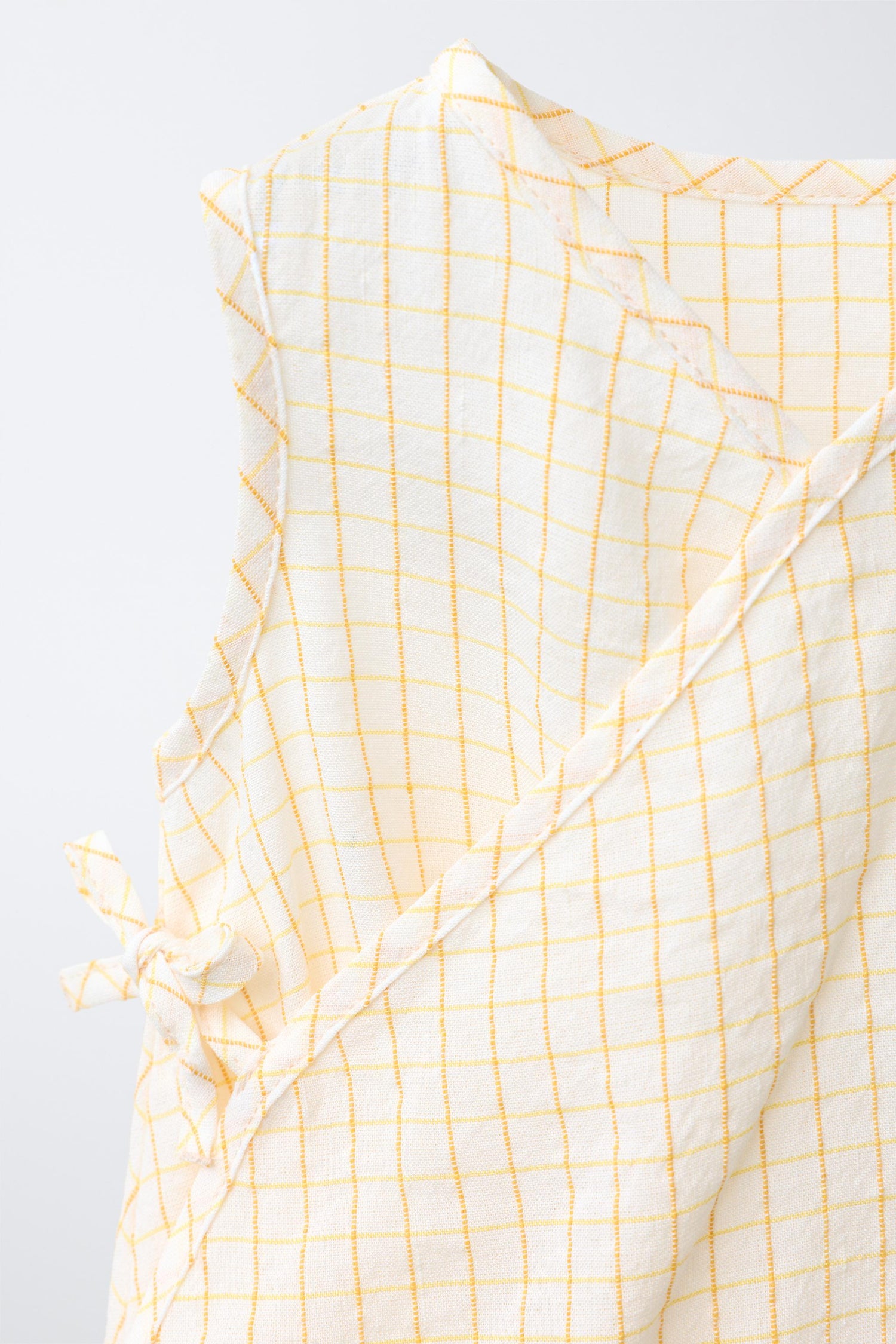 SHORT CHECKED LINEN-BLEND ROMPER